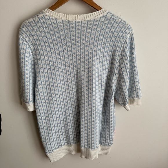 Susan Bristol Vintage Blue and Pink Button-Up Cardigan Cotton Blend - Picture 5 of 8